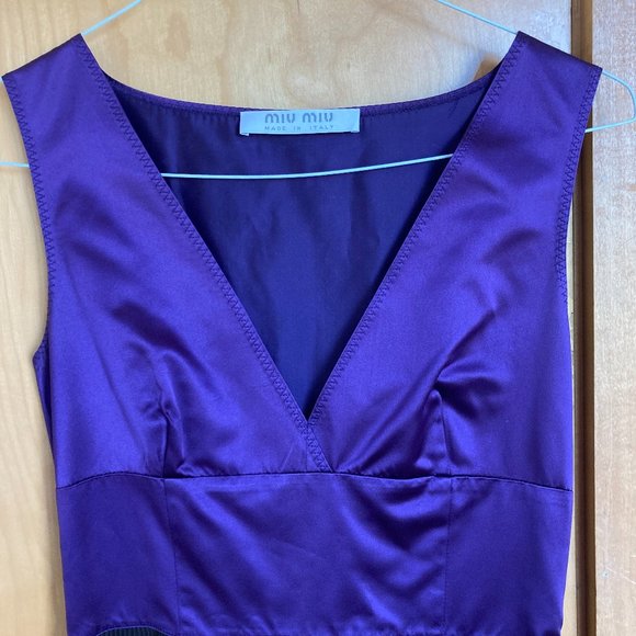 MIU MIU Purple Satin Cocktail Dress Size 42 - Picture 6 of 7